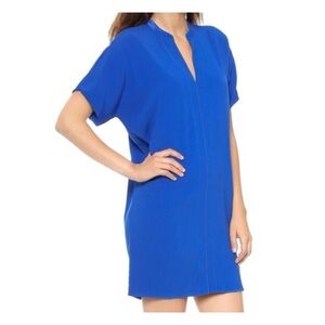 VINCE Split Neck Tunic Dress Cobalt Blue | S